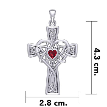 Celtic Heart Birthstone Trinity Cross Silver Pendant TPD5991 - Jewelry